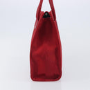 Saint Laurent Hand Bag Canvas Red Silver Auth yk21056V-4