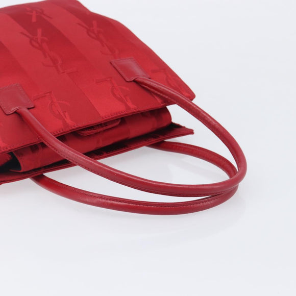 Saint Laurent Hand Bag Canvas Red Silver Auth yk21056V