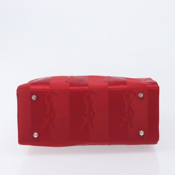 Saint Laurent Hand Bag Canvas Red Silver Auth yk21056V