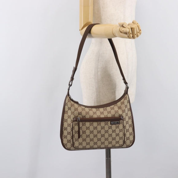 GUCCI GG Canvas Shoulder Bag Beige Silver 001 4198 Auth yk21057SAV