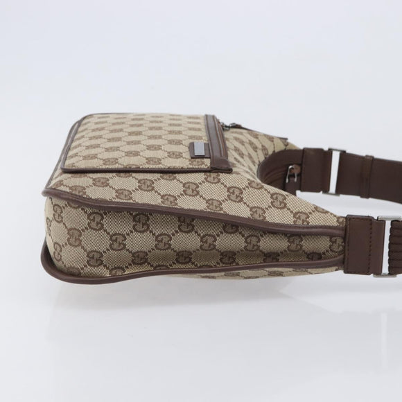GUCCI GG Canvas Shoulder Bag Beige Silver 001 4198 Auth yk21057SAV