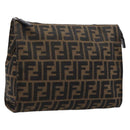 FENDI Zucca Canvas Clutch Bag Black Brown Auth yk21063A-1