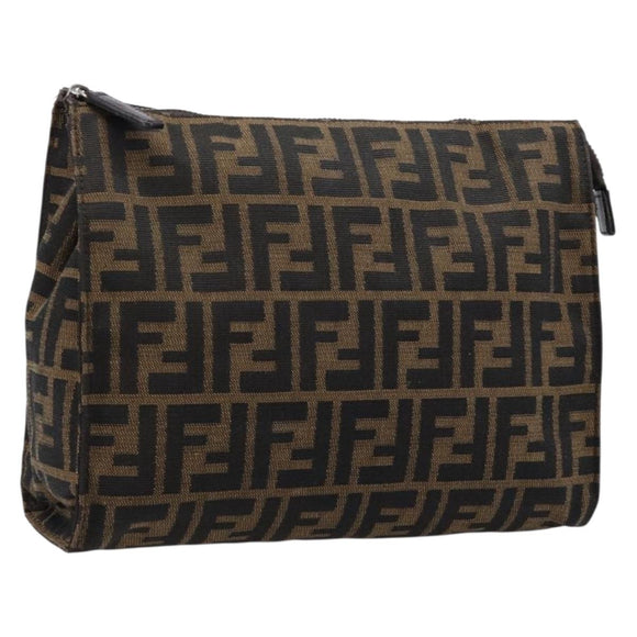 FENDI Zucca Canvas Clutch Bag Black Brown Auth yk21063A