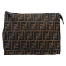 FENDI Zucca Canvas Clutch Bag Black Brown Auth yk21063A-2