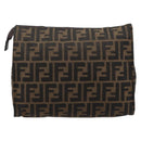 FENDI Zucca Canvas Clutch Bag Black Brown Auth yk21063A-3