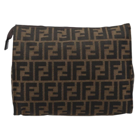 FENDI Zucca Canvas Clutch Bag Black Brown Auth yk21063A
