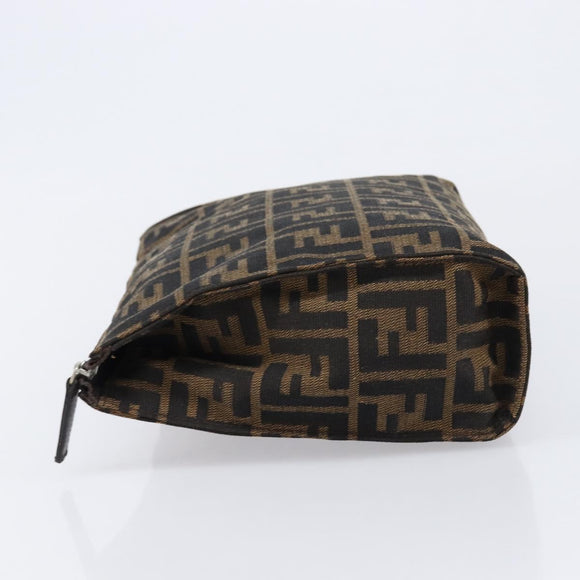 FENDI Zucca Canvas Clutch Bag Black Brown Auth yk21063A