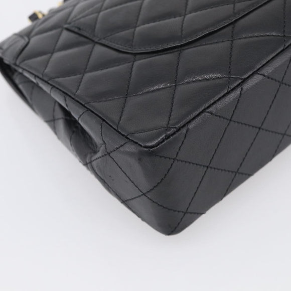 CHANEL Chain Matelasse Bag Leather Paris Limited Black Gold CC Auth yk21072SAV