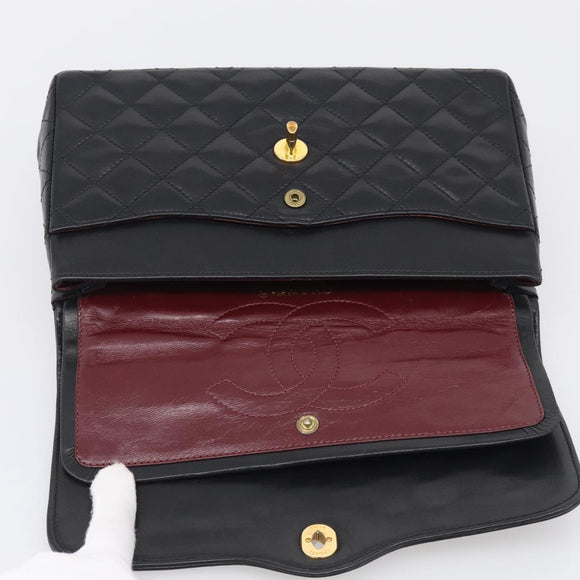 CHANEL Chain Matelasse Bag Leather Paris Limited Black Gold CC Auth yk21072SAV