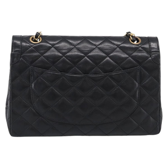 CHANEL Chain Matelasse Bag Leather Paris Limited Black Gold CC Auth yk21072SAV
