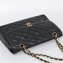 CHANEL Chain Matelasse Bag Leather Paris Limited Black Gold CC Auth yk21072SAV-6