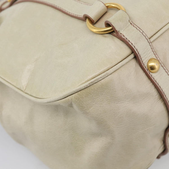 Miu Miu Hand Bag Leather 2way Cream Gold Auth yk21073A