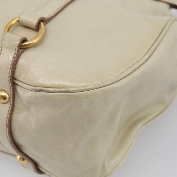 Miu Miu Hand Bag Leather 2way Cream Gold Auth yk21073A