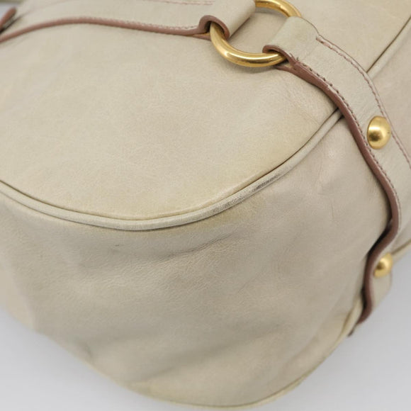 Miu Miu Hand Bag Leather 2way Cream Gold Auth yk21073A