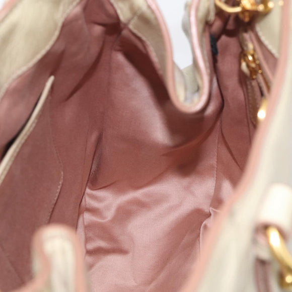 Miu Miu Hand Bag Leather 2way Cream Gold Auth yk21073A