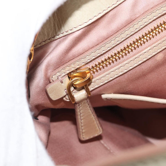 Miu Miu Hand Bag Leather 2way Cream Gold Auth yk21073A