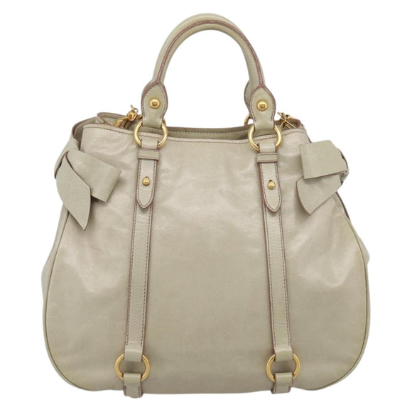 Miu Miu Hand Bag Leather 2way Cream Gold Auth yk21073A