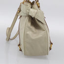Miu Miu Hand Bag Leather 2way Cream Gold Auth yk21073A-5