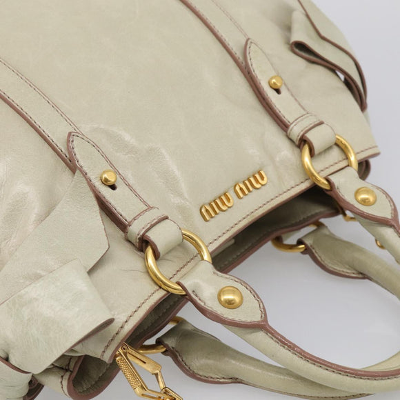 Miu Miu Hand Bag Leather 2way Cream Gold Auth yk21073A