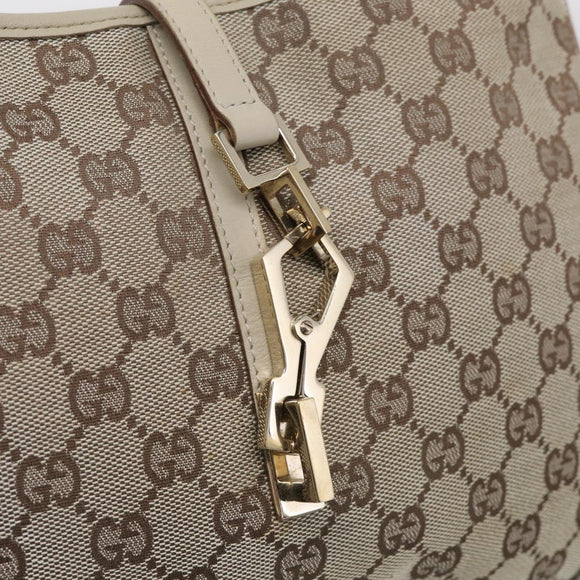 GUCCI GG Canvas Jackie Hand Bag Beige Gold 001 4057 Auth yk21074A