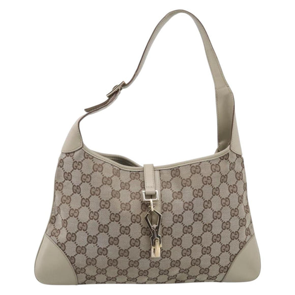 GUCCI GG Canvas Jackie Hand Bag Beige Gold 001 4057 Auth yk21074A