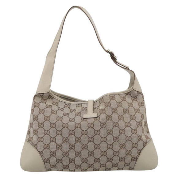 GUCCI GG Canvas Jackie Hand Bag Beige Gold 001 4057 Auth yk21074A