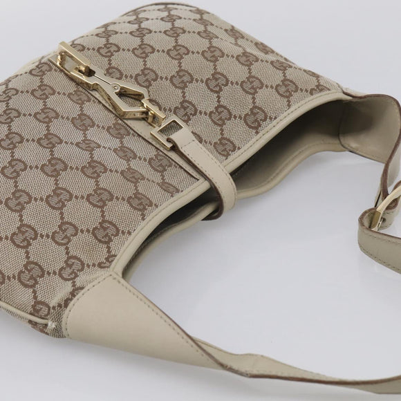 GUCCI GG Canvas Jackie Hand Bag Beige Gold 001 4057 Auth yk21074A