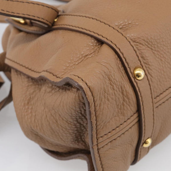 Miu Miu Shoulder Bag Leather Brown Gold Auth yk21076SAM