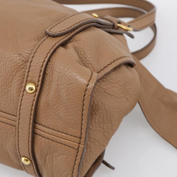 Miu Miu Shoulder Bag Leather Brown Gold Auth yk21076SAM