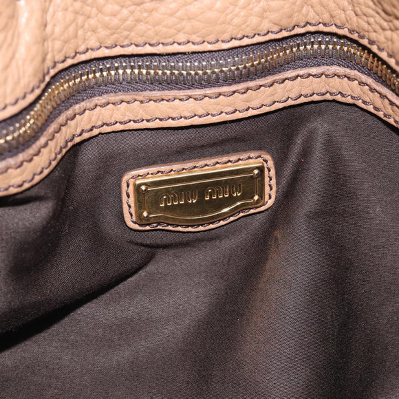 Miu Miu Shoulder Bag Leather Brown Gold Auth yk21076SAM