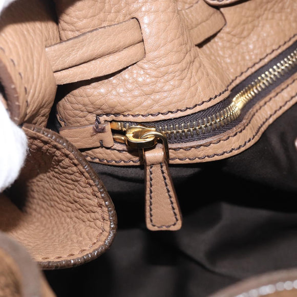 Miu Miu Shoulder Bag Leather Brown Gold Auth yk21076SAM
