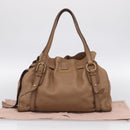 Miu Miu Shoulder Bag Leather Brown Gold Auth yk21076SAM-23