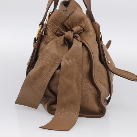 Miu Miu Shoulder Bag Leather Brown Gold Auth yk21076SAM