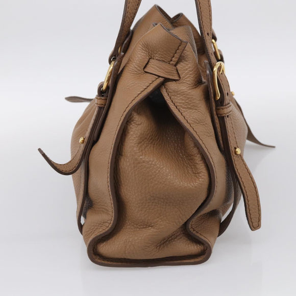 Miu Miu Shoulder Bag Leather Brown Gold Auth yk21076SAM