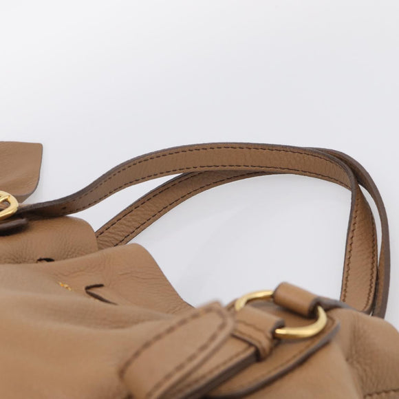 Miu Miu Shoulder Bag Leather Brown Gold Auth yk21076SAM