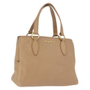 Miu Miu Madras Hand Bag Leather Beige Gold Auth yk21078-1