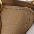 Miu Miu Madras Hand Bag Leather Beige Gold Auth yk21078-10