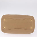 Miu Miu Madras Hand Bag Leather Beige Gold Auth yk21078-11