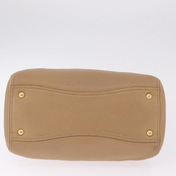 Miu Miu Madras Hand Bag Leather Beige Gold Auth yk21078