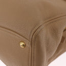 Miu Miu Madras Hand Bag Leather Beige Gold Auth yk21078-15