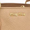 Miu Miu Madras Hand Bag Leather Beige Gold Auth yk21078-16
