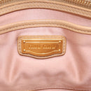 Miu Miu Madras Hand Bag Leather Beige Gold Auth yk21078-17