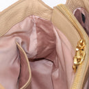 Miu Miu Madras Hand Bag Leather Beige Gold Auth yk21078-22