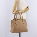 Miu Miu Madras Hand Bag Leather Beige Gold Auth yk21078-29