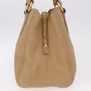 Miu Miu Madras Hand Bag Leather Beige Gold Auth yk21078-5