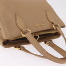 Miu Miu Madras Hand Bag Leather Beige Gold Auth yk21078-6