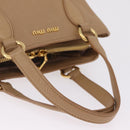 Miu Miu Madras Hand Bag Leather Beige Gold Auth yk21078-7