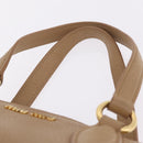 Miu Miu Madras Hand Bag Leather Beige Gold Auth yk21078-8