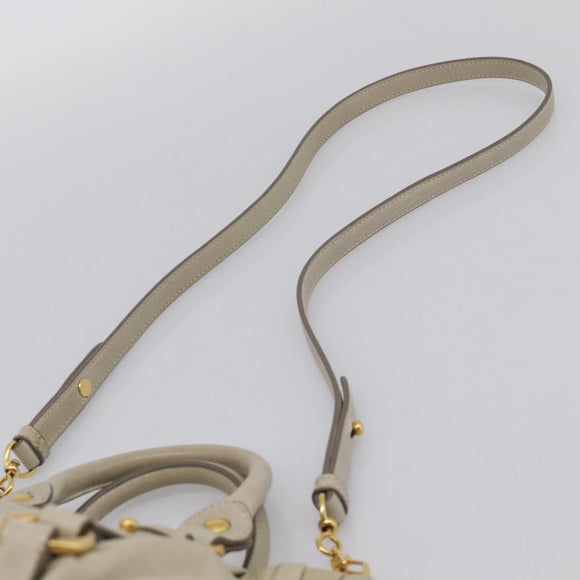 Miu Miu Hand Bag Leather 2way Beige Gold Auth yk21079SAM