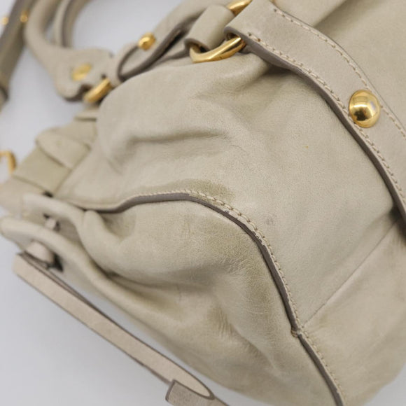 Miu Miu Hand Bag Leather 2way Beige Gold Auth yk21079SAM